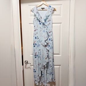 Banana Republic Floral Ruffle Maxi Dress in Light Blue
